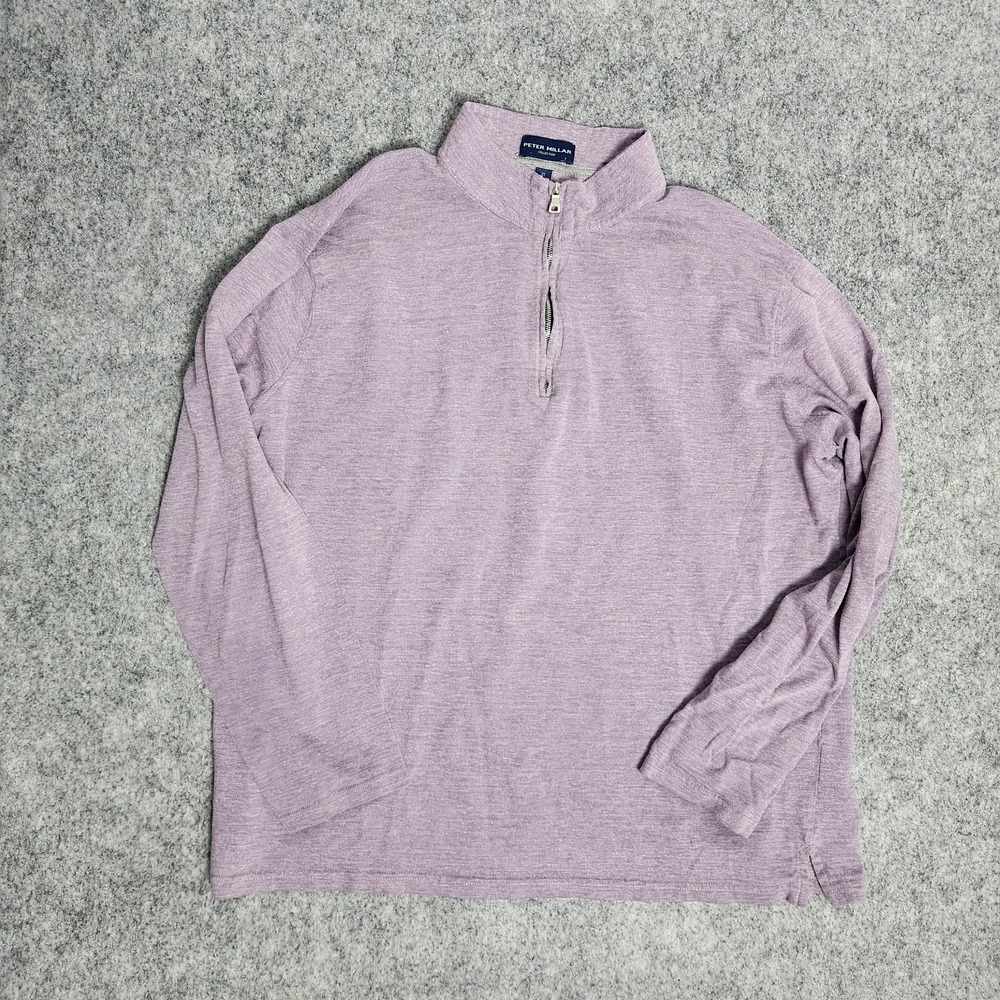 Peter Millar Collection Quarter‎ Zip Men XL Purple Cotton Cashmere Runs Small